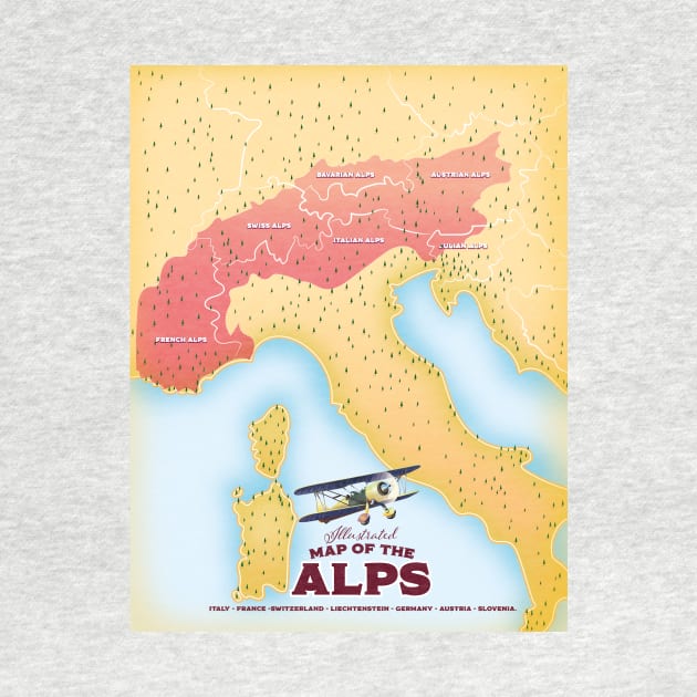 Illustrated map of the Alps by nickemporium1